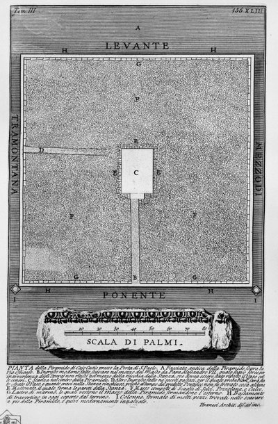 Plan of the Pyramid of Cestius near the Porta San Paolo by Giovanni Battista Piranesi